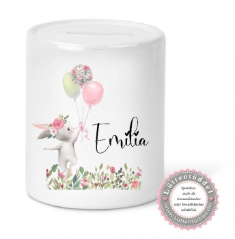 Preview: Hase Ballon Sport Schule personalisiert mit Name Kindergarten Wechselwäsche Kindergartenkind Einschulung Geburtstag von Lüttentüddel®